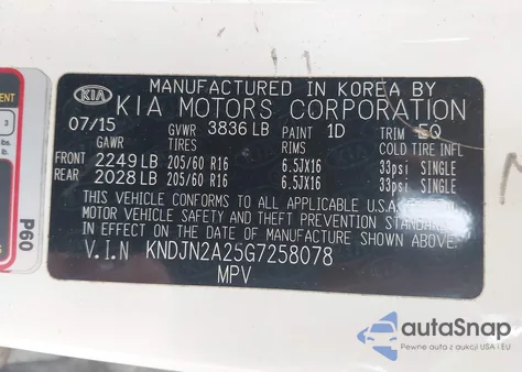 2016 Kia Soul from USA, damaged, VIN KNDJN2A25G7258078